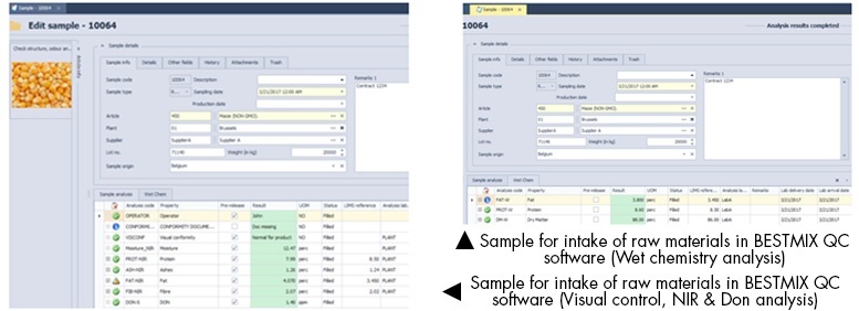 Intake of raw materials quality control